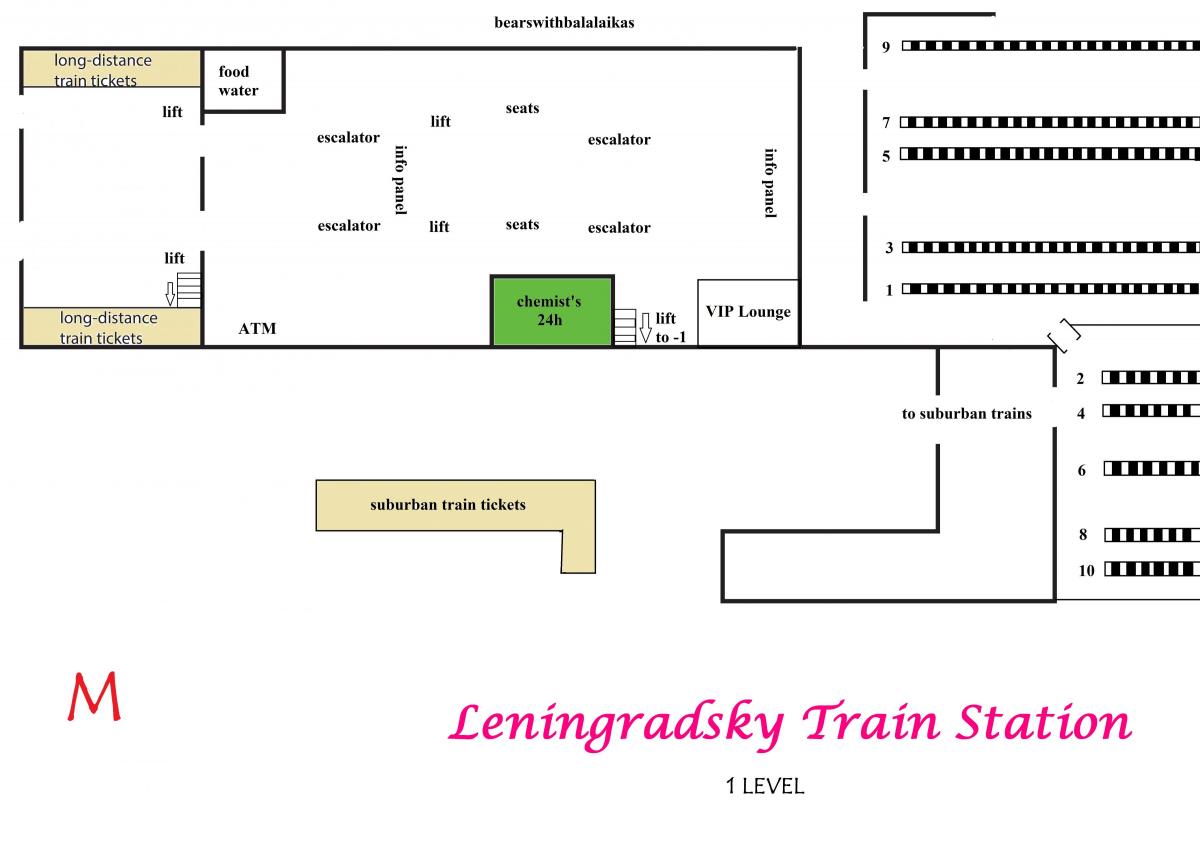mapa ng Leningradsky station sa Moscow