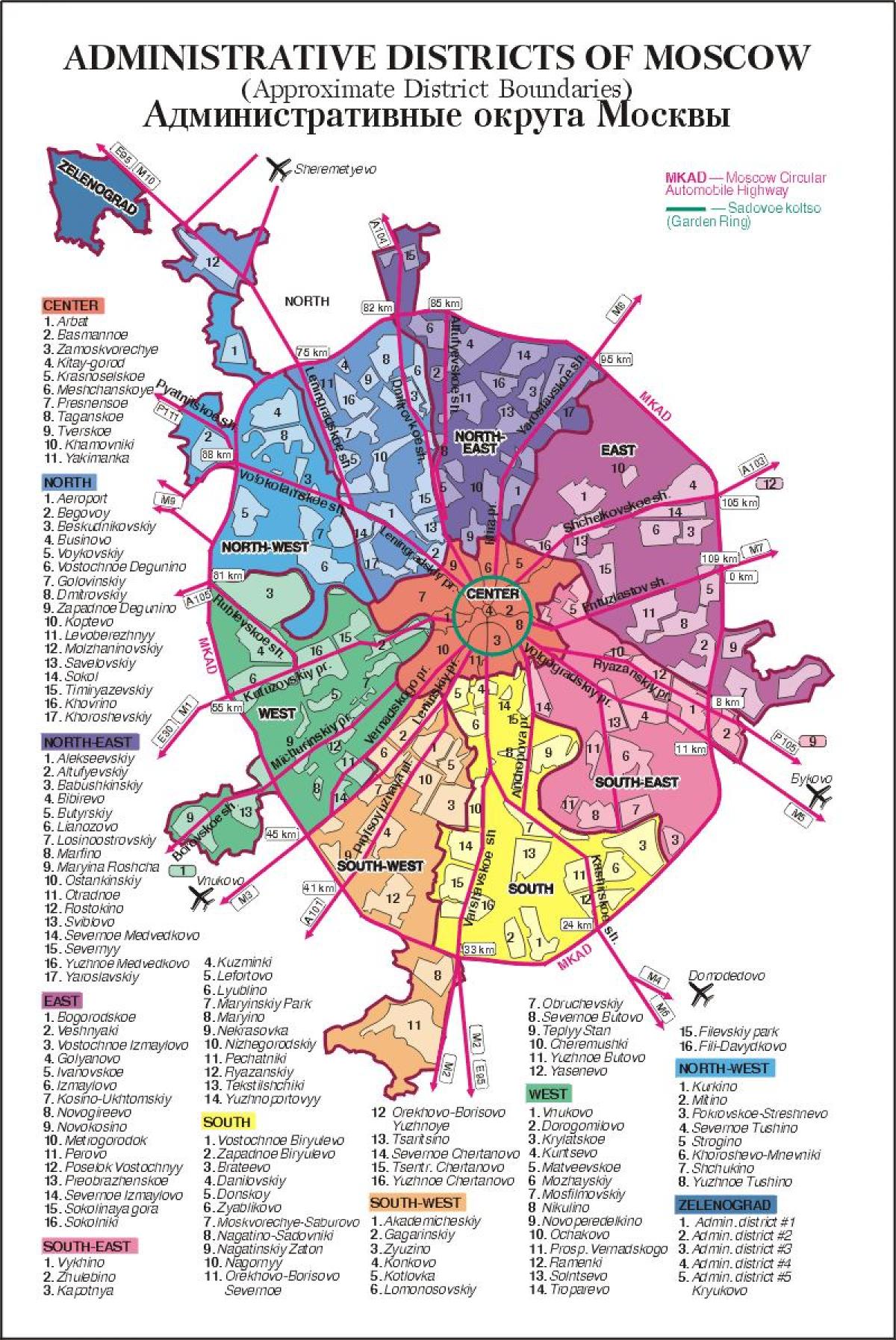 mapa ng Moscow arrondissement