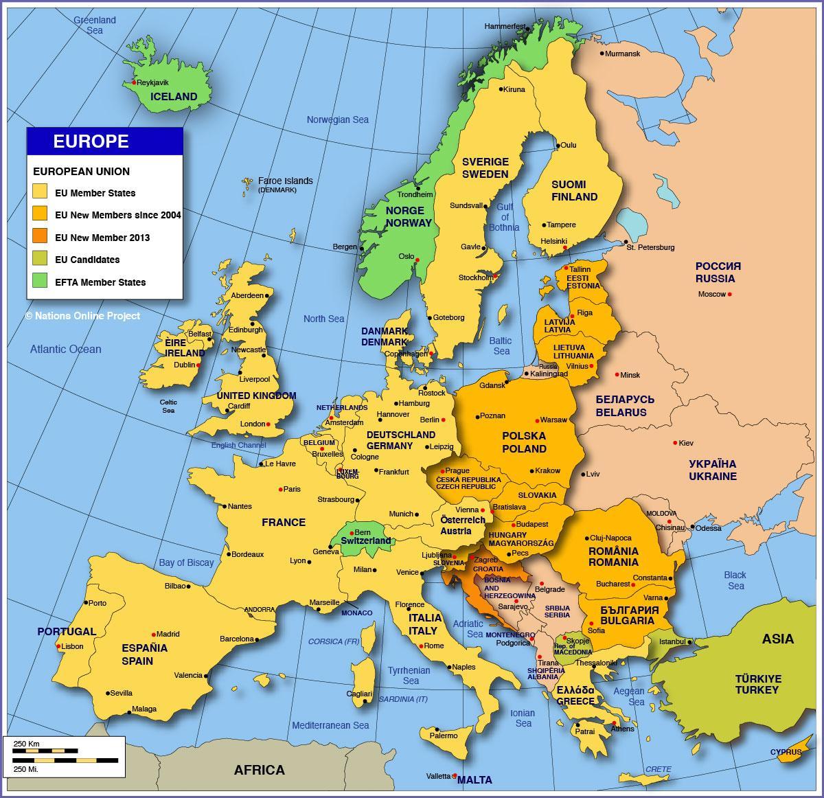 Moscow sa mapa ng europa