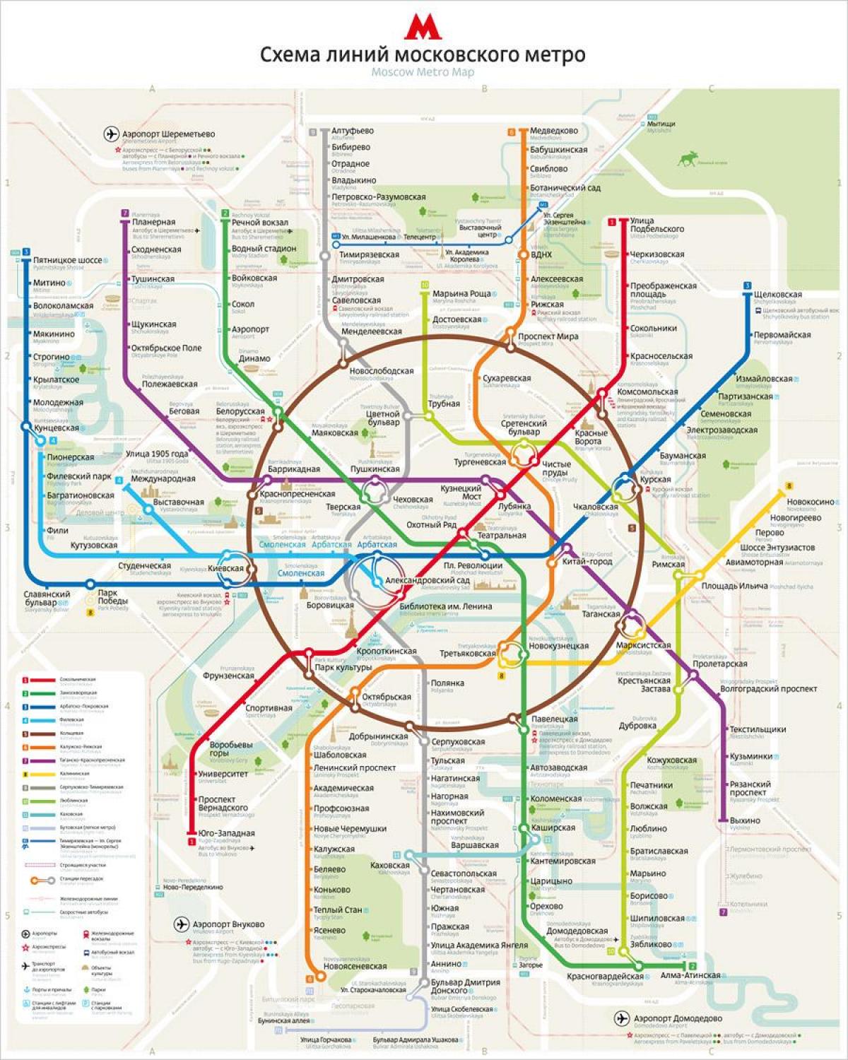 mapa ng Moscow metro ingles at Russian