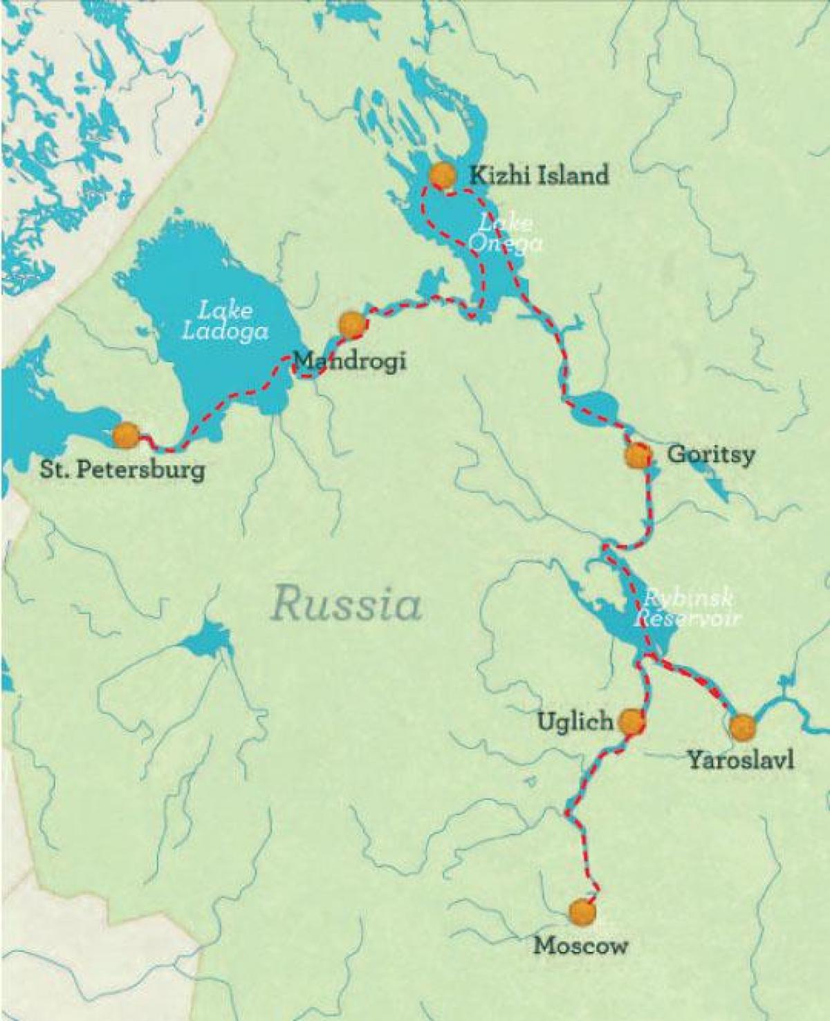 mapa ng St Petersburg sa Moscow cruise