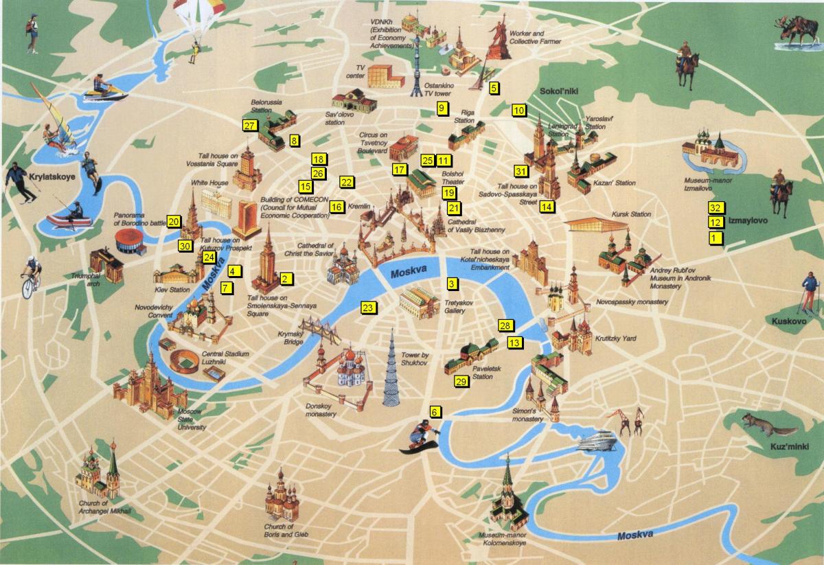 Moscow pinupuntahan ng mga turista mapa